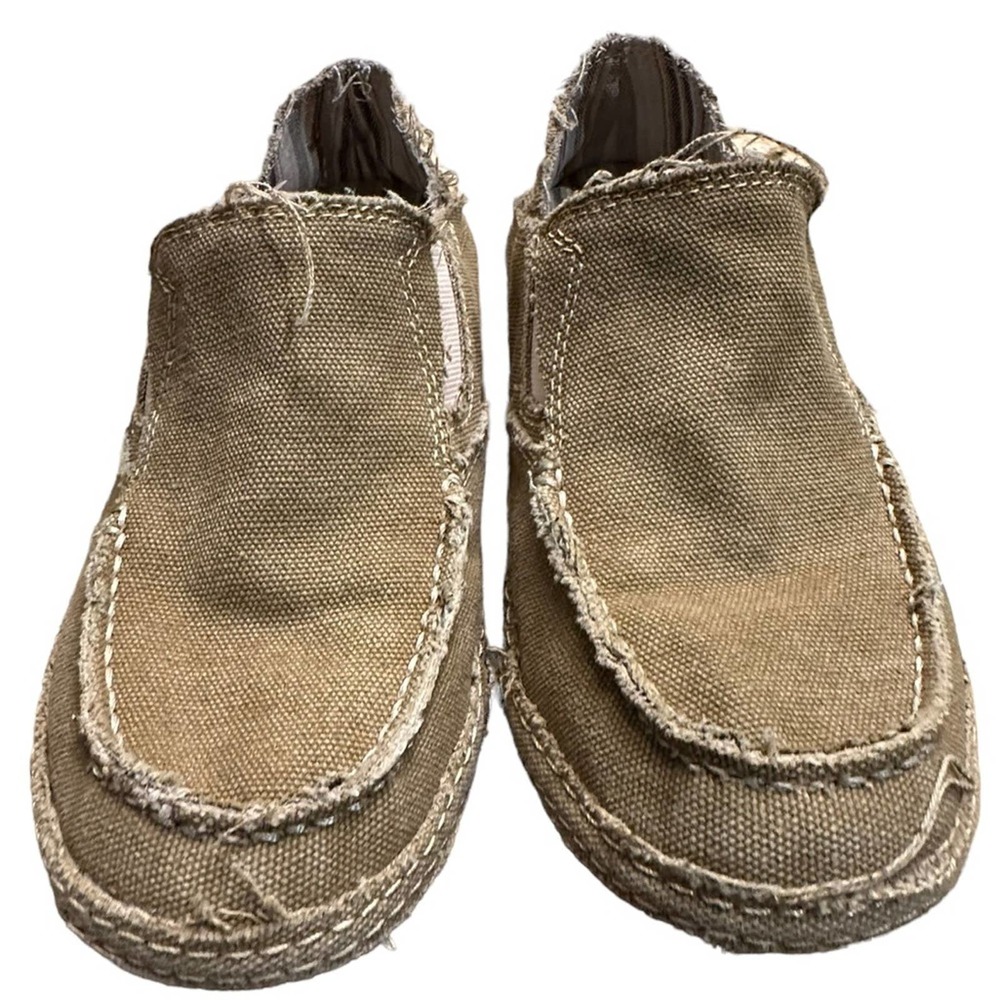 Tony Lama 3R Ladies Size 8.5 Canvas Shoes in Tan with Raw Edges Super Comfy